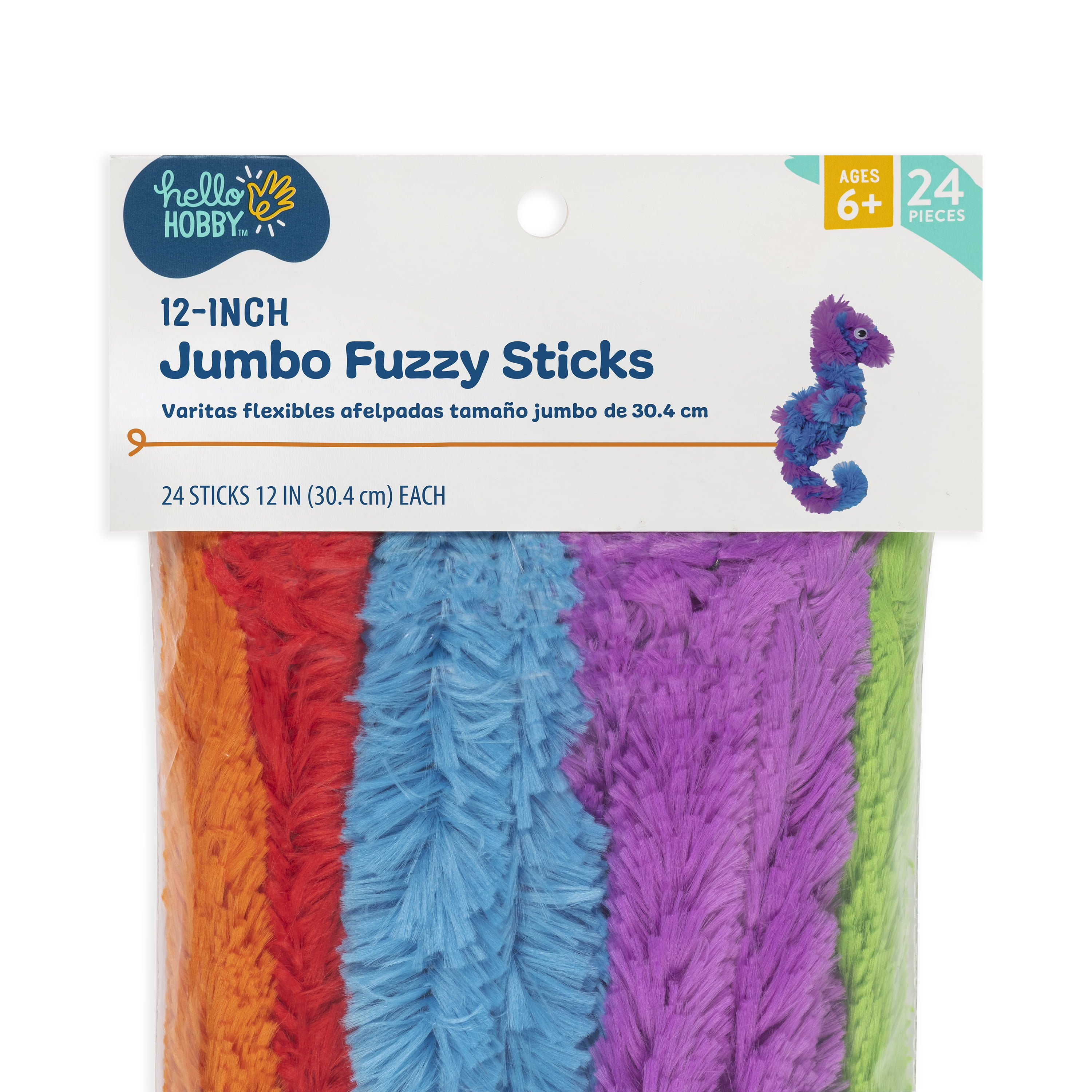 (2 pack) Hello Hobby Jumbo Fuzzy Craft Sticks, 24 Pieces