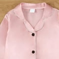thumbnail image 4 of Cathalem Unisex Kids Boys Girls Pajama Sets Winter Long Sleeve Long Pants 2pcs Silky Sleepwear Button Down Loungewear Light Pink 5-6 Years, 4 of 7