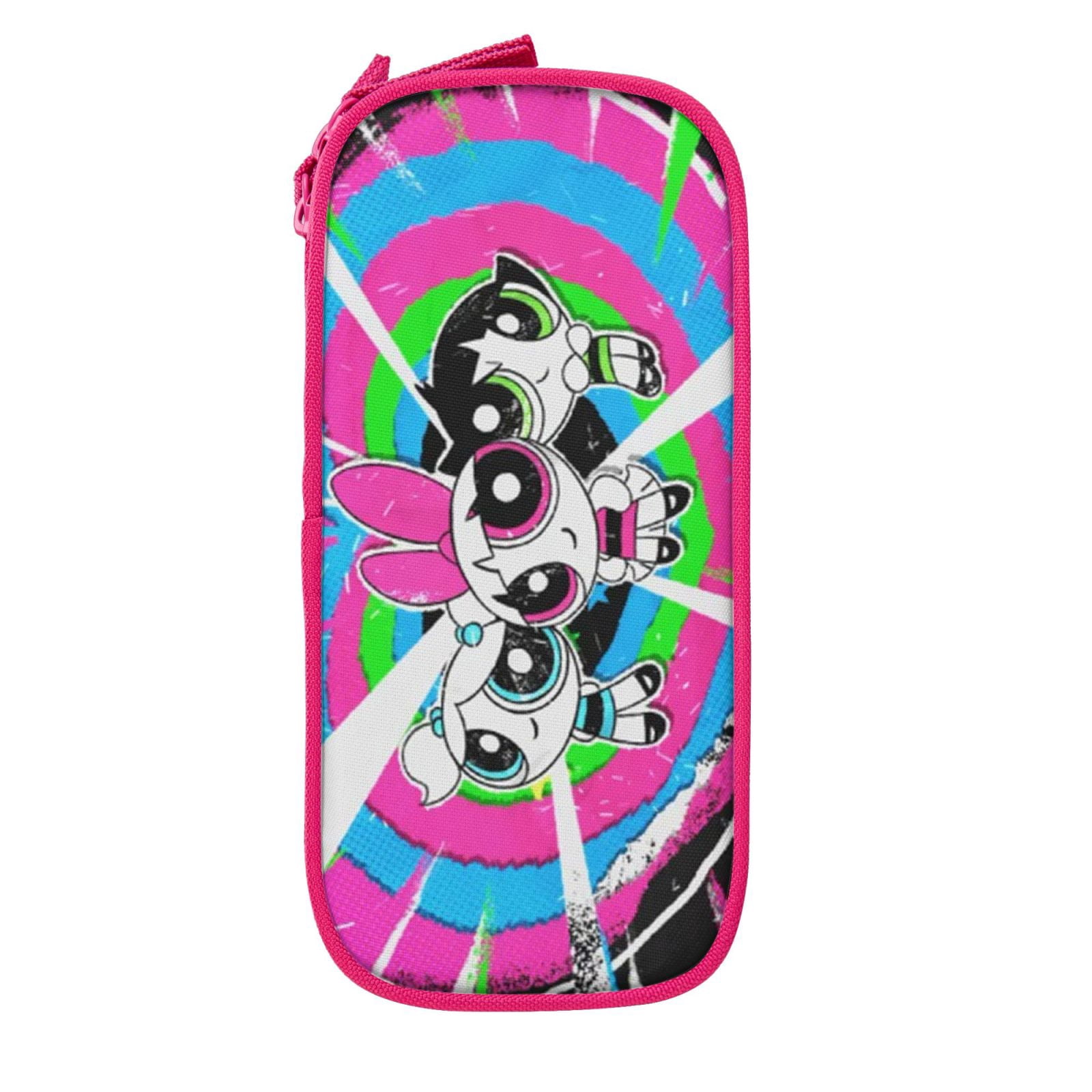 The Powerpuff Gi-rls Pencil Case Large Capacity Pencil Pouch Penbag Office Stationery Organizer Travel Makeup Bag Pink