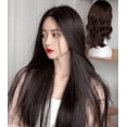 thumbnail image 5 of RV Pelucas de cabello largo para mujer, ocho personajes hinchados, flequillo, cara redonda natural, peluca larga mediana, cubierta de cabeza completa, cabello largo y liso para mujer, dividido en el medio realista (él) brillar Electrónica, 5 of 5