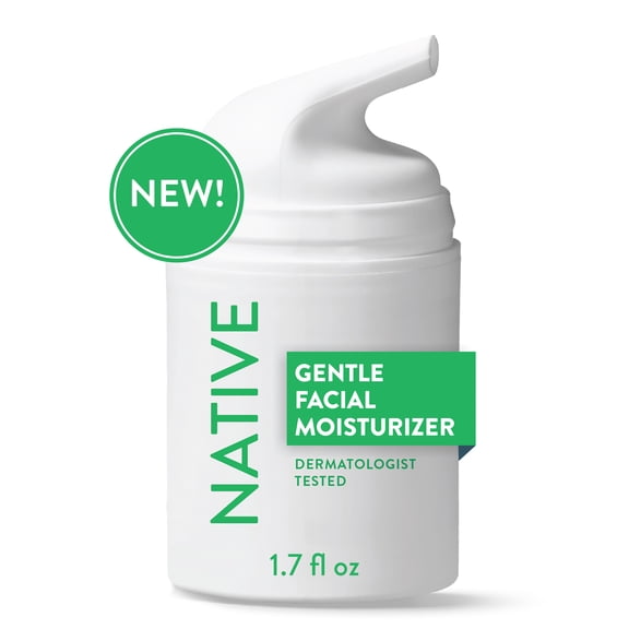 Native Gentle Facial Moisturizer for Sensitive Skin, Silicone Free, Fragrance Free, with Vitamin B3 and Aloe, Dermatologist Tested, 1.7 oz