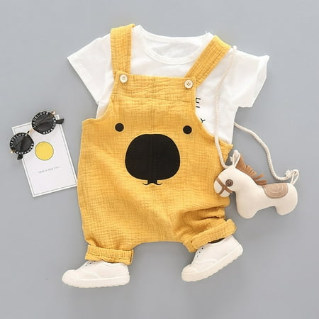 

Outfits for Kids Letters Print Summer Shorts Print Top Bear 2Pcs Round Neck Cute Home Style Kids formal Suits for Boys
