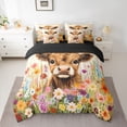 thumbnail image 2 of Castle Fairy Floral Highland Bull Bedding Comforter Set,Flower Animal Queen Bedding Sets, 2 of 8