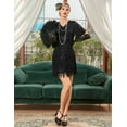 thumbnail image 2 of PrettyGuide Women's Flapper Dresses Tiered Long Fringed Sequin 1920s Great Gatsby Cocktail Dress with Sleeves, 2 of 8