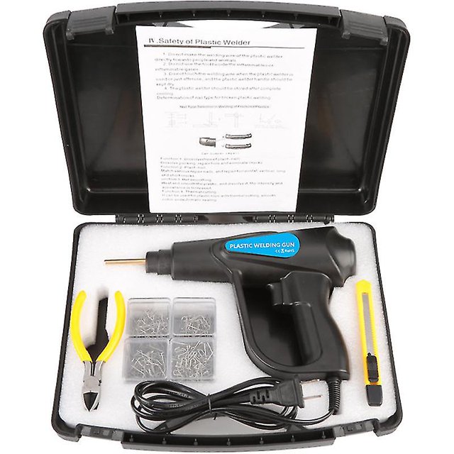 Grapadora en caliente de 70w, máquina de soldadura de plástico, Kit de reparación de parachoques de coche, alicates, 4 grapas de onda, máquina de reparación de soldadura, pistola soldadora Repairaespa oso de fresa Hogar