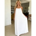 thumbnail image 5 of White Womens Backless Spaghetti Strap Maxi Dress, Loose Sleeveless Empire Waist Summer Dress, 5 of 6
