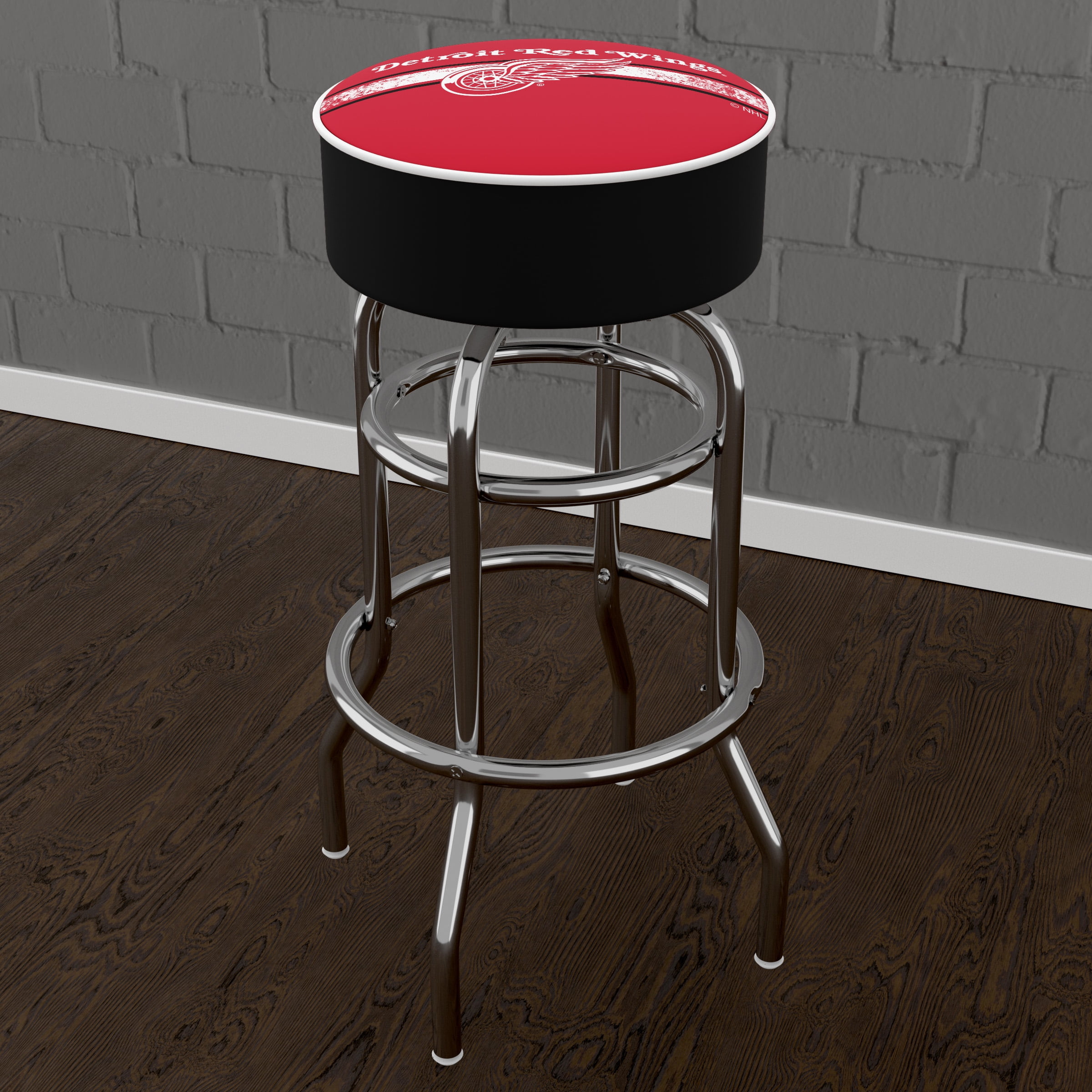 Trademark Gameroom Detroit Redwings Logo Bar Stool with Padded Seat