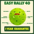 thumbnail image 3 of AMP Easy Rally 40 Outdoor Pickleball Balls, 6 pack, Neon Yellow-Green, Made Domestically, 20% Recycled Plastic, 1-Year Durability Guarantee, 3 of 7