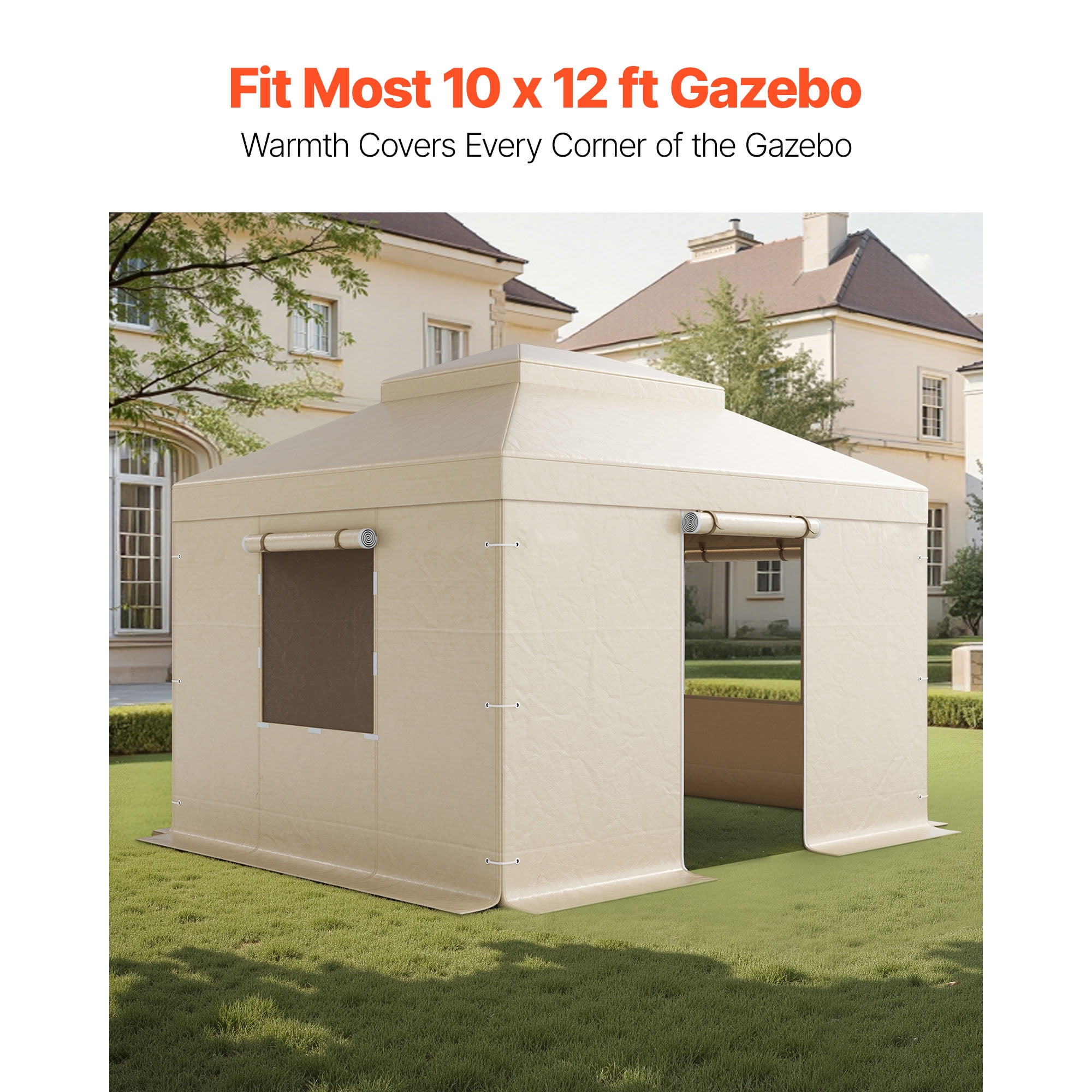 KFFKFF Durable High-Density Winter Gazebo Cover, PE Tarpaulin, 10 x 12 ft