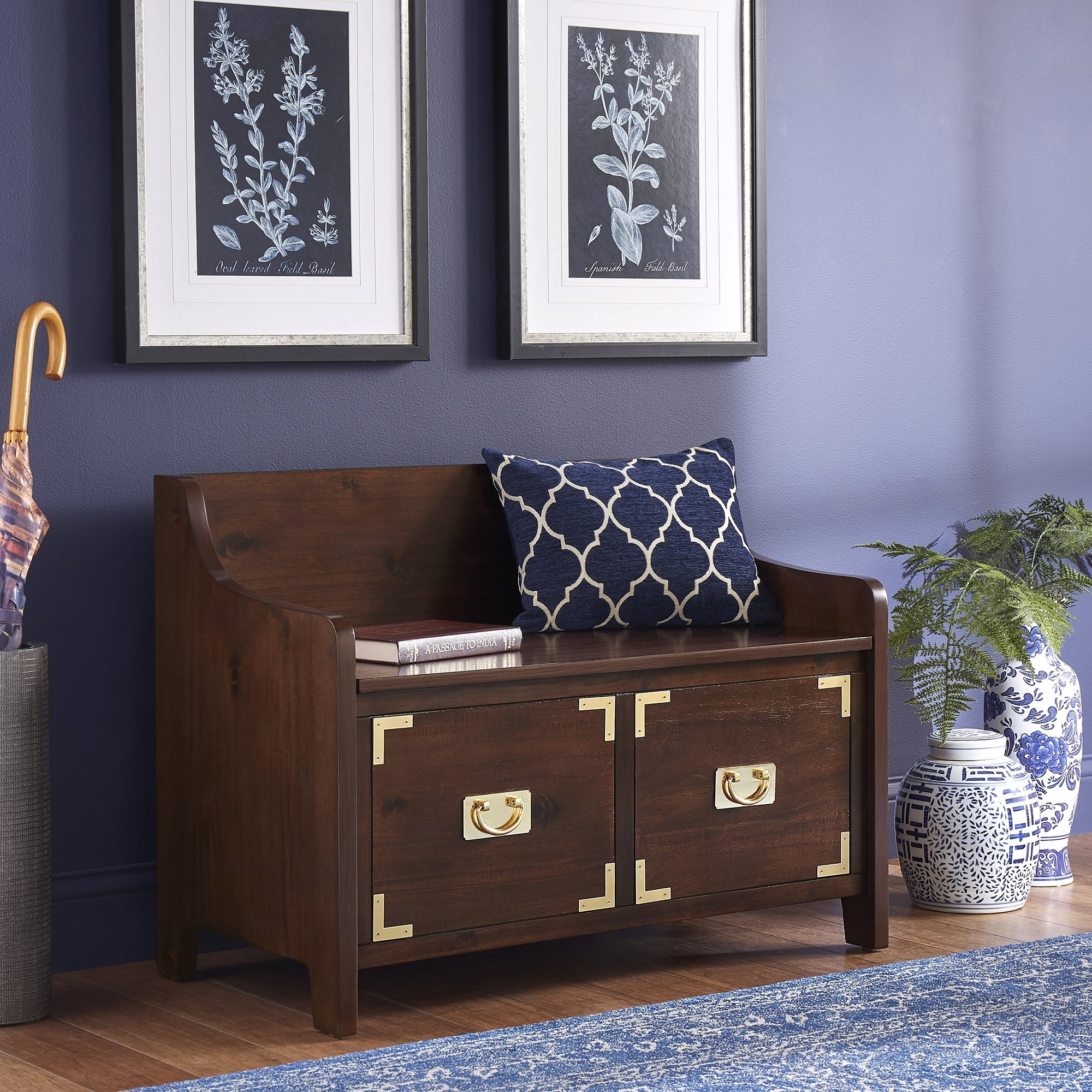 Weston Home Norma 34" Lift Top Storage Bench, Espresso