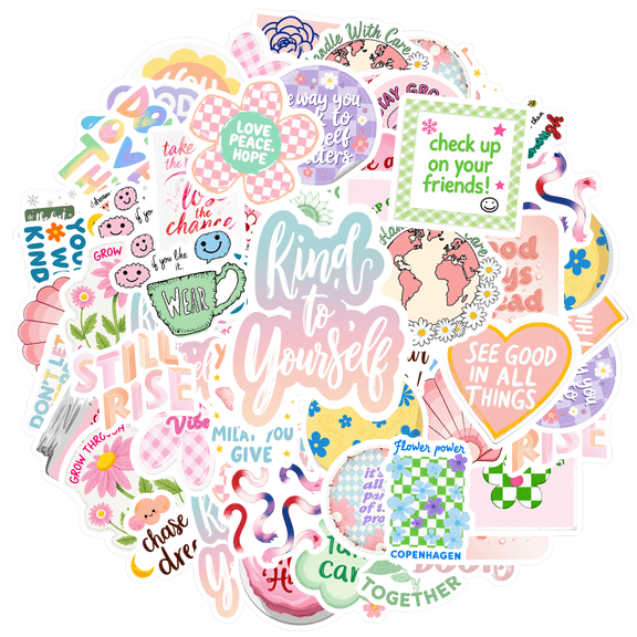 35pcs Cute Stickers Motivational Stickers Flower Stickers for Laptops Notebooks Suitcases