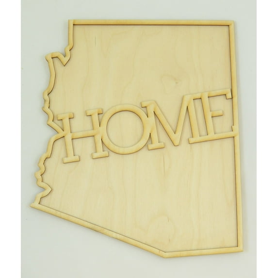 1 Pc, Large 1/8 Inch Thick Arizona State Cutouts w/"Home" Great For Quick & Easy Project Making