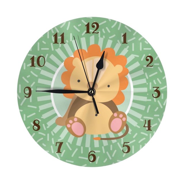 Bonito reloj de pared con forma de león de la jungla, silencioso, de 10 pulgadas, estilo rústico retro, decorativo para sala de estar, cocina, hogar, baño y dormitorio