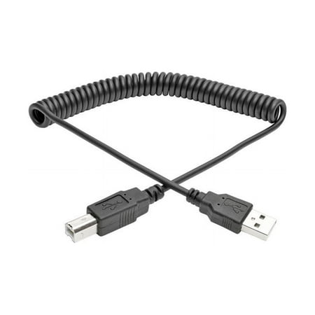 UPC: 0037332197283 | Tripp Lite U022-010-COIL Black USB 2.0 Hi-Speed A/B Coiled Cable (M/M)
