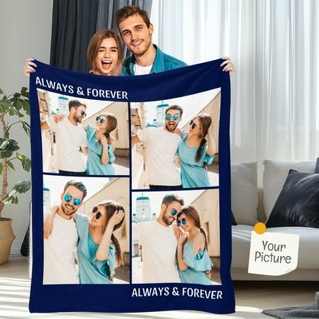 Custom Blanket with Photos Text Personalized Flannel Throw Blankets for Adult Birthday Christmas Halloween Fathers Mothers Valentines Day Gift – 60 x 80 Custom Blanket with Photos Text Personalized Flannel Throw Blankets for Adult Birthday Christmas Halloween Fathers Mothers Valentines Day Gift – 60 x 80