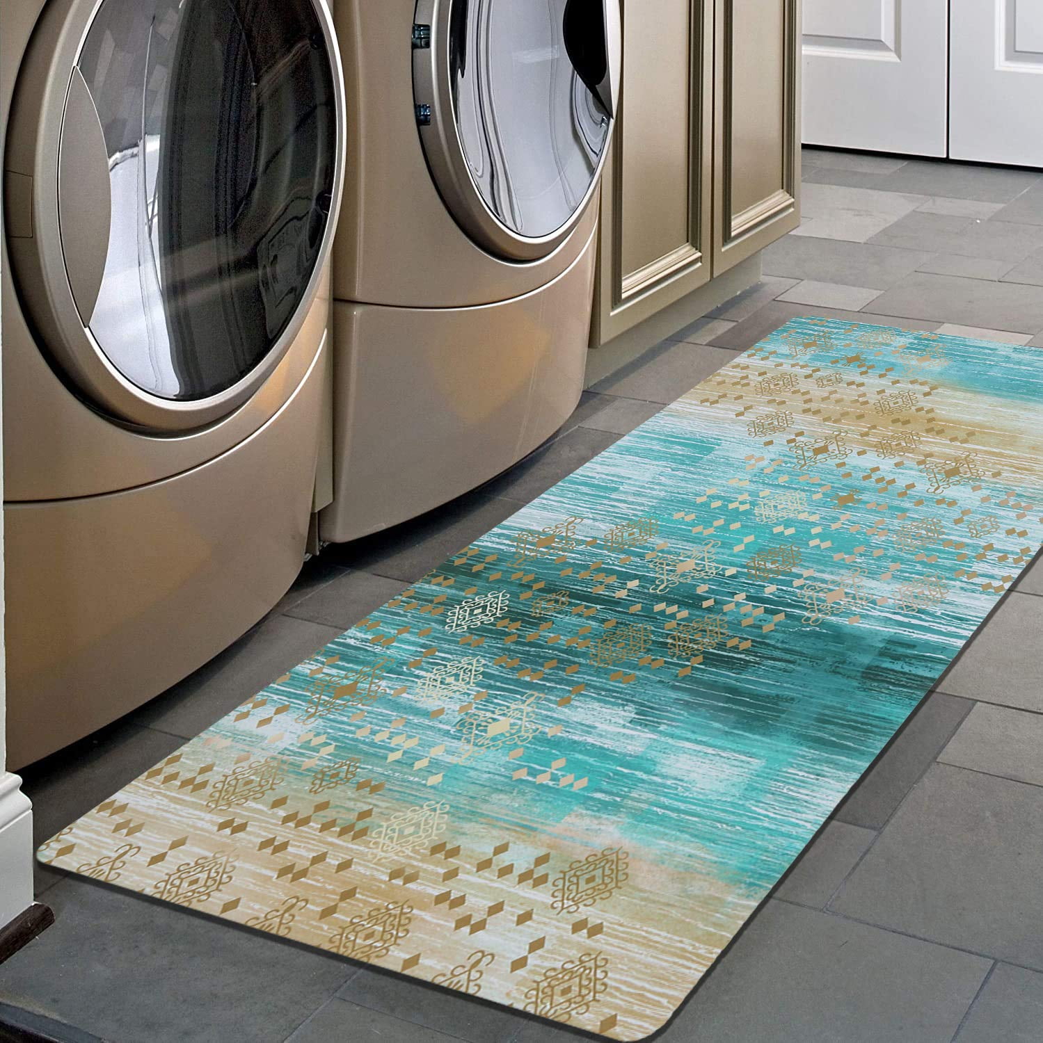 Non Slip Runner Rug Waterproof Natural Rubber Kitchen Runner Laundry