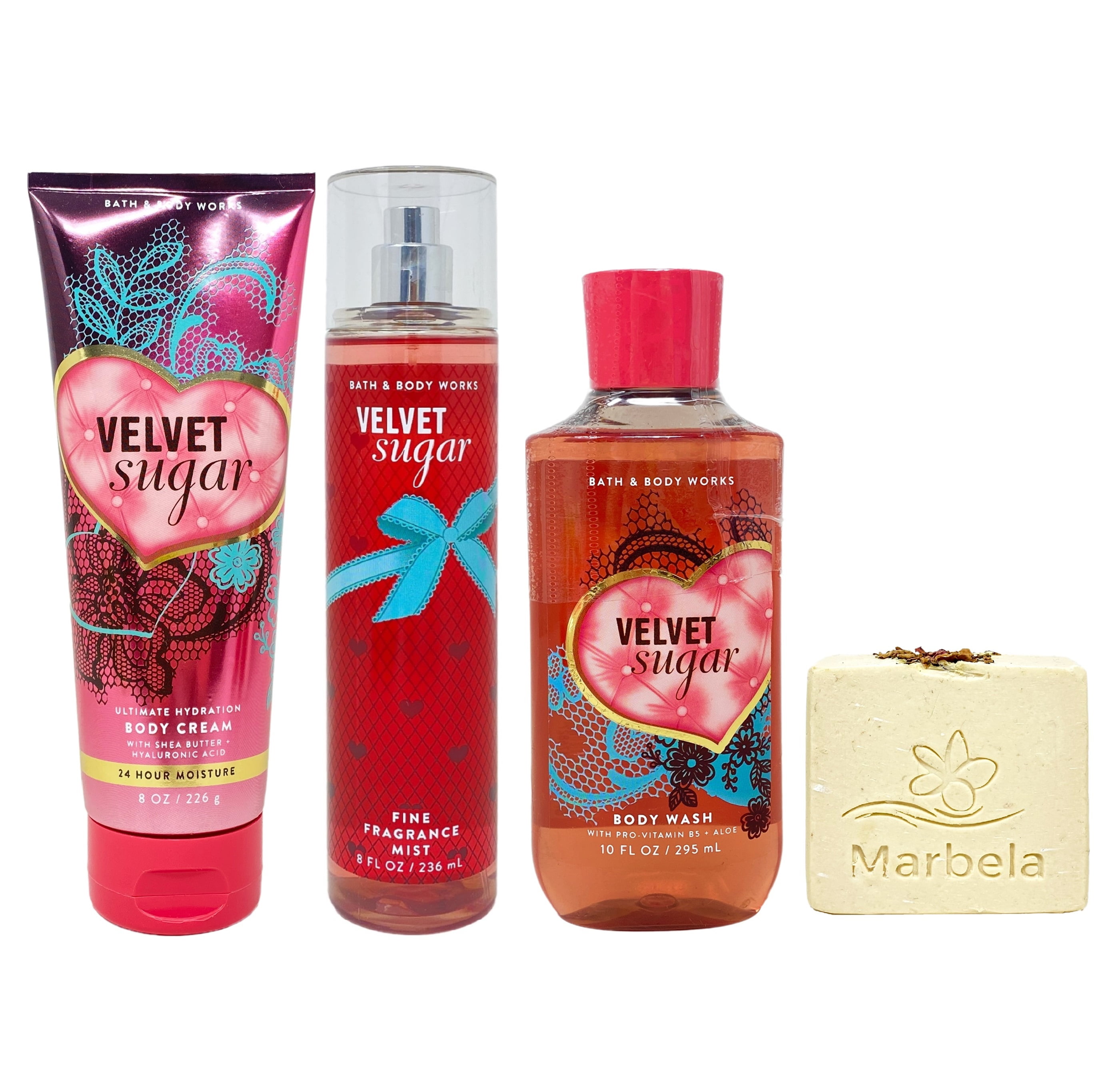 Bath and Body Works Warm Vanilla Sugar 4 Piece Gift Set - Includes