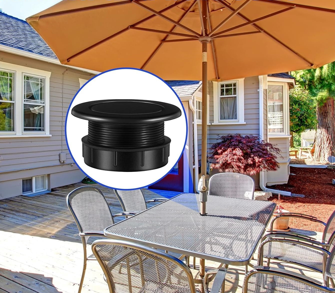 Bexikou Thicker Patio Table Hole Cover Insert,2 Pcs Patio Table Umbrella Hole Ring Plug Cap Set,Deck Table Umbrella Holes Plug Replacement Parts for Outdoor Patio Table Garden Yard
