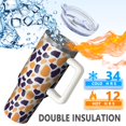 thumbnail image 5 of Leopard Print 40oz Tumbler– Stainless Steel Insulated Tumbler with Handle and Straw, Large Capacity Travel Cup for Hot & Cold Drinks, 5 of 6