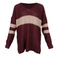 thumbnail image 3 of Suéter A Rayas De Las Mujeres Con Cuello En V Manga Larga Loose Pullover Outwear Top XL rojo Macarena Suéter a rayas de mujer, 3 of 8