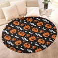 thumbnail image 4 of Halloween Pumpkins with Music Notes Round Blanket,Comfortable Soft Flannel Throw Blanket,All Season,Warm Lightweight Blankets for Sofa Bed Couch Living Room Chair 47"x47", 4 of 5