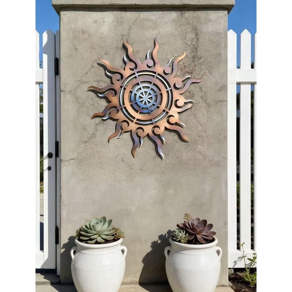 Colorful Sun Metal Wall Art, Outdoor Garden Decorative Wall Decor, MHS01