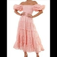 thumbnail image 1 of Vestidos Largos de Mujer con Escote Cuadrado, Corta Abullonada y Fruncido, Corte A, con y Fruncido. Rosa L, 1 of 10