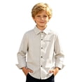 thumbnail image 4 of Fozruso Striped Button-Down Shirts for Boys Long Sleeve Collared Dress Shirts for Toddler and Kids, 4 of 7