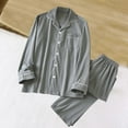 thumbnail image 2 of RYDCOT Mens Velvet Fleece Pajama Set Warm & No Bulky Notched Collar Long Sleeve Ultra Soft Strip Sleepwear PJ Top & Bottom Loungewear Pjs Set for Men Gray, 2 of 3