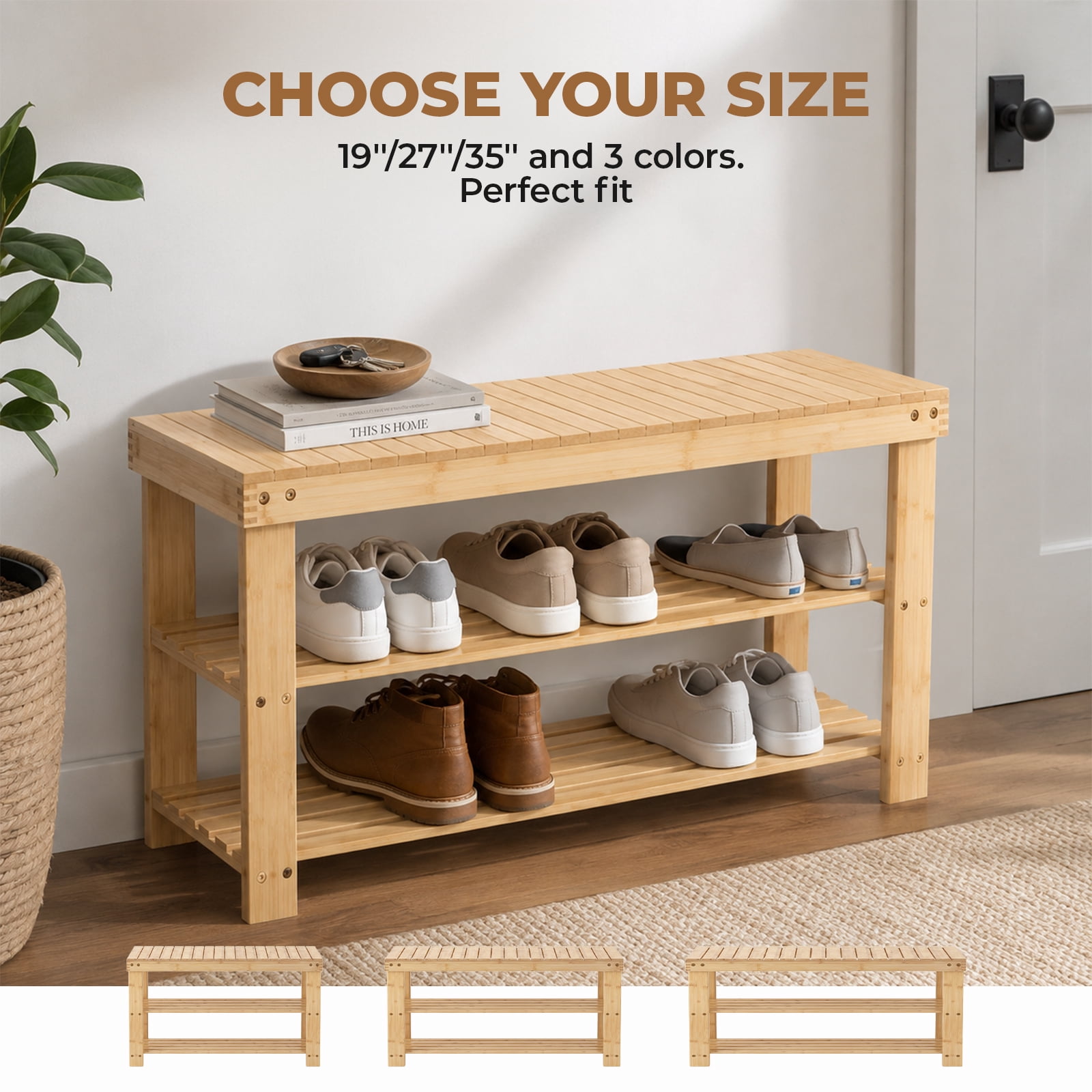 Alvantor 3 Tier Shoe Rack Bench, Shoe Storage Organizer, Entryway Bench, Perfect for Shoe Cubby, Bathroom Bench, Entryway Organizer, Hallway