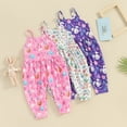 thumbnail image 4 of Gupgi 1-6Y Kids Girls Easter Jumpsuits Toddler Strap Sleeveless Rabbit Print Suspender Pants with Pockets, 4 of 9