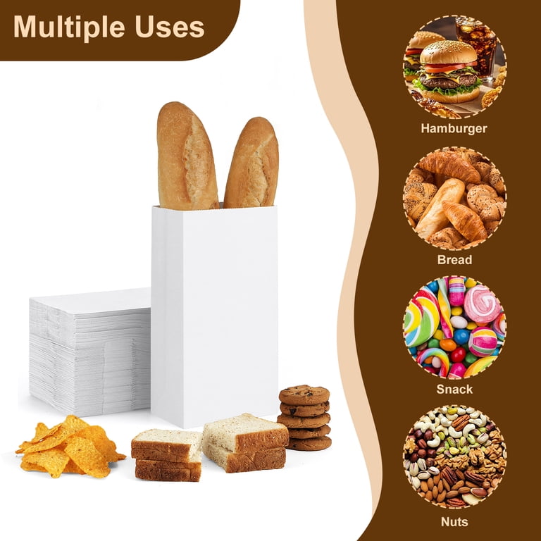 BagDream White Paper Lunch Bags, 5x2.95x9.45", 100 Count photo 5
