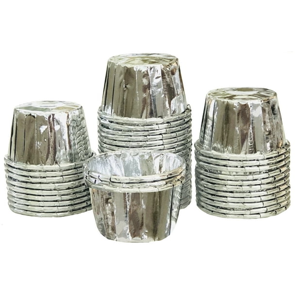50 Silver Foil Candy Nut Cups Mini Baking Liners