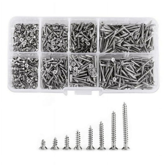 800Pcs M2 Cross Flat Head Self Tapping Screw Assortment Kit Wood Thread Nail