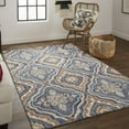 thumbnail image 4 of 5' X 8' Blue Orange And Ivory Wool Geometric Tufted Handmade Stain Resistant Area Rug, 4 of 5