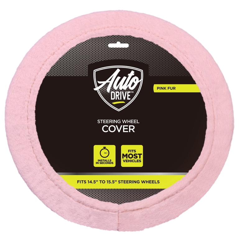 Faux Fur Steering Wheel Cover, Pink, Universal photo 1