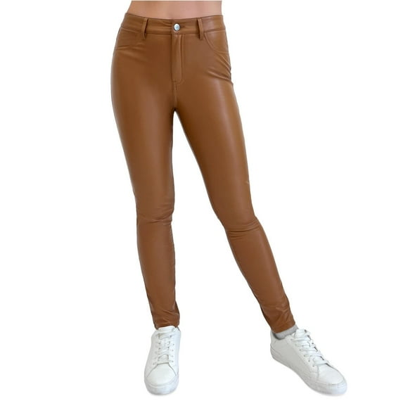 Rewash Womens High Rise Faux Leather Casual Leggings, Brown, Juniors, 5