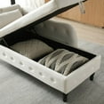 thumbnail image 2 of 60" Storage Chaise Lounge with 1 Pillow, Multifunctional Velvet Button Tufted Long Lounger with Nailhead Trimmed and Solid Wood Legs, Sleeper Lounge Sofa for Apartment Living Room Office, Beige, 2 of 5
