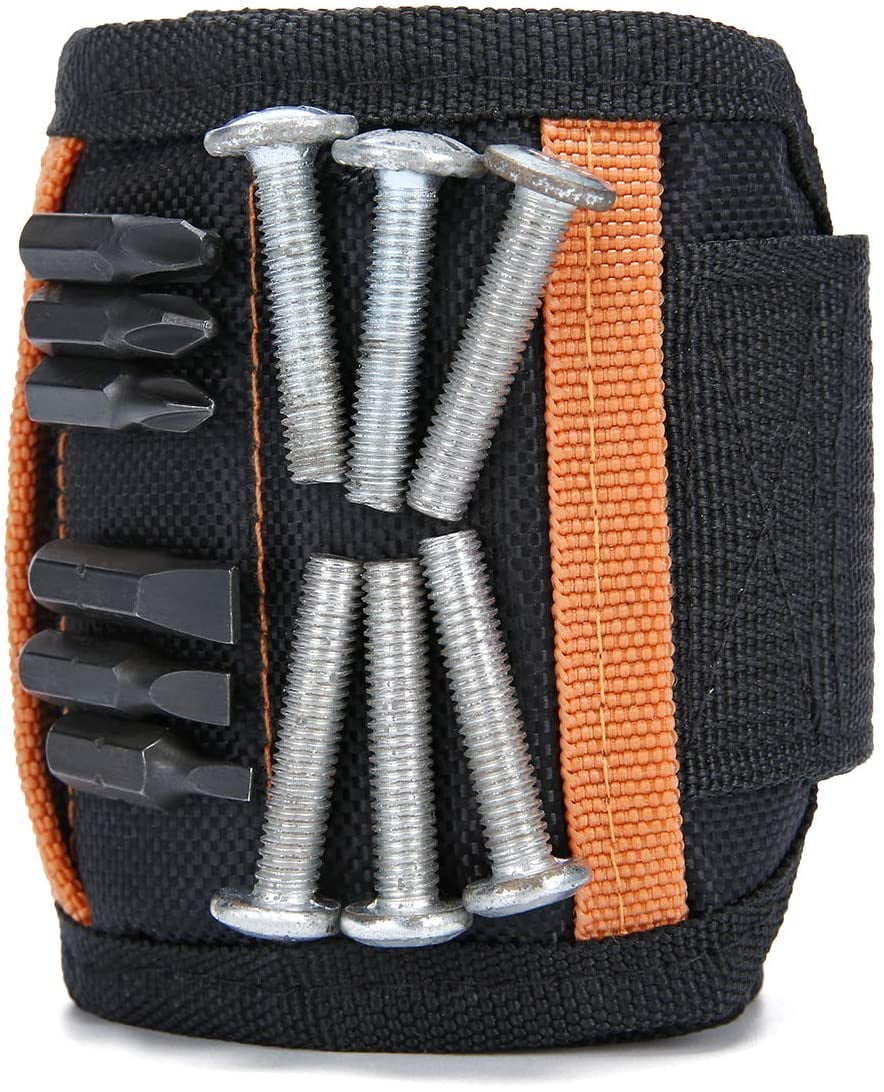 Magnetic Wristband Screw and Nail Holder Adjustable fit with pockets 