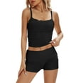 thumbnail image 2 of Yunliwuli Women's Summer Loungewear Set Lace Trim Cami Tops with Fold Over Waist Shorts Sleepwear, 2 of 9