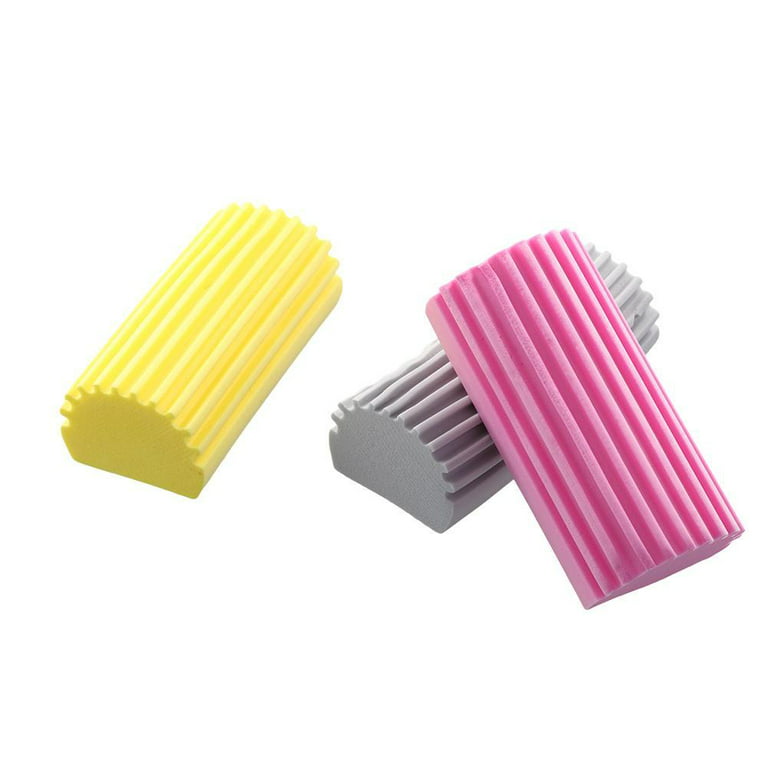 Mego 3pcs Damp Duster, Reusable Dusters for Cleaning Blinds, Vents, Ceiling Fan, Mirrors and Cobweb (Grey+Yellow+Pink), Size: 11.5*5.5*4.3cm/4.5*2.2*