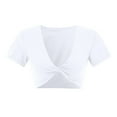 thumbnail image 4 of Women's Yoga Short Sleeve Tight V-Neck Sports T-Shirt - High Strength Fitness Clothing with Padded Support, True to Size (S-L), 4 of 4