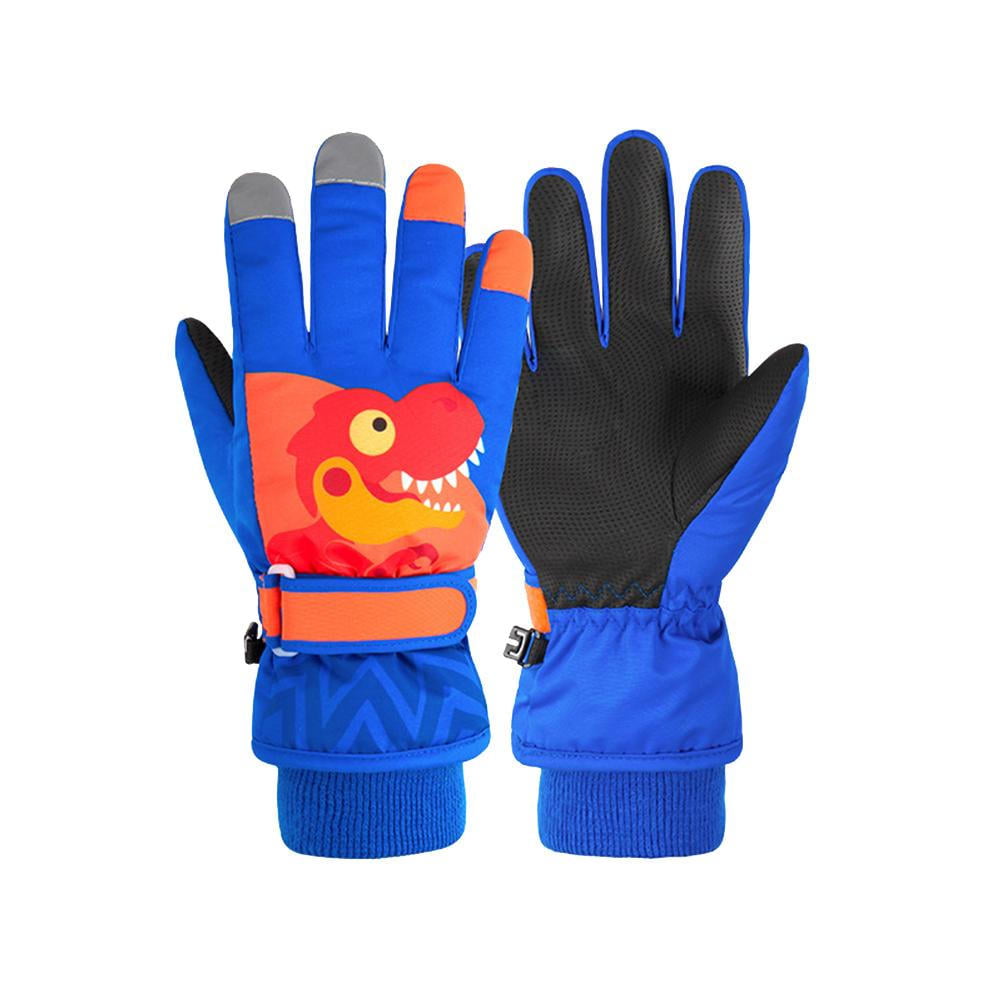 Kids Snow Ski Gloves Boy Girl Winter Stripe Touch Screen Waterproof Child Outdoor Cold Weather Snowboard Gloves