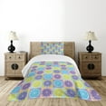 thumbnail image 4 of Ambesonne Abstract Quilted Bedspread Set 2 Pcs, Lemon Pattern Citrus, Twin Size, Pale Green and Violet, 4 of 5