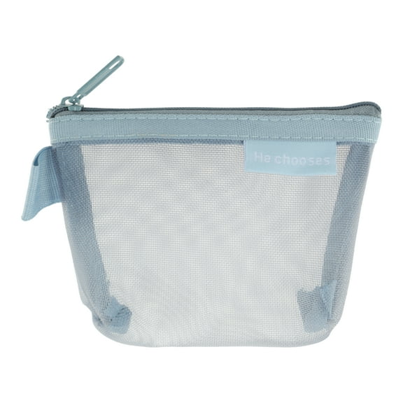 Unique Bargains 1 Pc Lightweight Three-Dimensional Triangular Mesh Makeup Bag for Vacation Nylon Blue