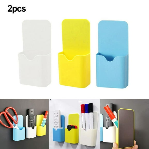 Plastic Magnetic Pen Holder Erase Marker Storage Box Pencil Cup For Home Office Classroom Whiteboard Fridge Refrigerator Locker White Smile Home