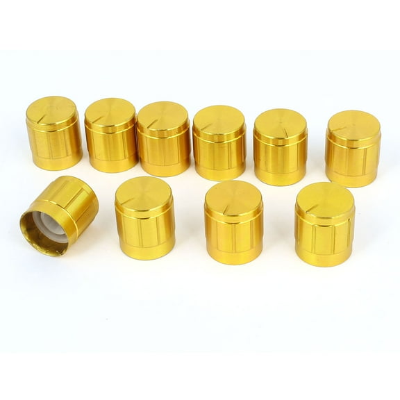 10 x 14mm Nonslip Gold Tone Light Lamp Dimmer Control Knob Cap for 6mm Dia Shaft