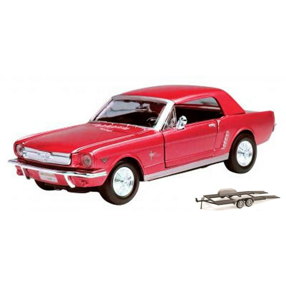 Diecast Car & Trailer Package - 1964 1/2 Ford Mustang, Red - Showcasts 73273 - 1/24 scale Diecast Model Toy Car w/Trailer