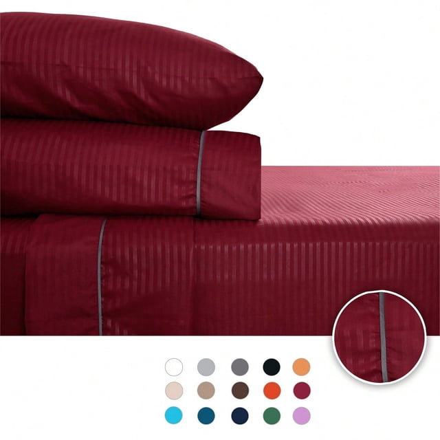 Juego de Sábanas King Size 2800 Hilos Extra Suave Premium Textura Rayada Soft Nature