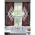 thumbnail image 5 of Red Black Semi Sheer Window Curtains 72 Inches Long, Southwest Geometric Aztec Farmhouse Tribal Rod Pocket Voile Silky Chiffon Curtain Light Filtering Drapes for Living Room, 52"x72", 2 Panels, 5 of 9